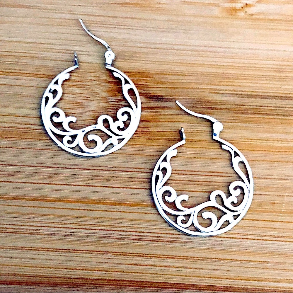 $42  Latch Back Estate Designer Earrings  Sterling Silver  Marked SX 925